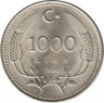 Монета. Турция. 1000 лир 1990 год. ав.