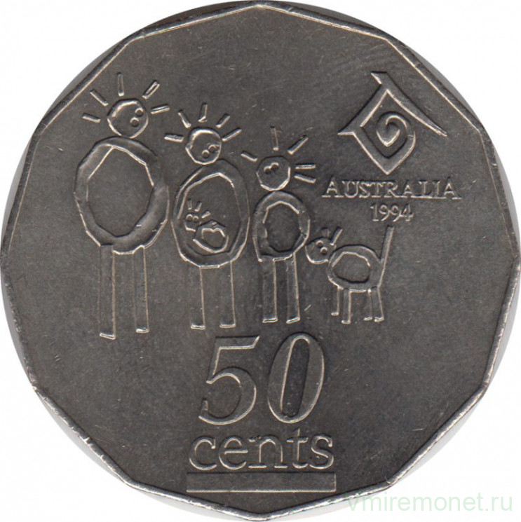 Монета. Австралия. 50 центов 1994 год. Год семьи.