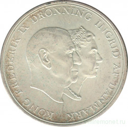 Монета. Дания. 5 крон 1960 год. Королевская серебряная свадьба.