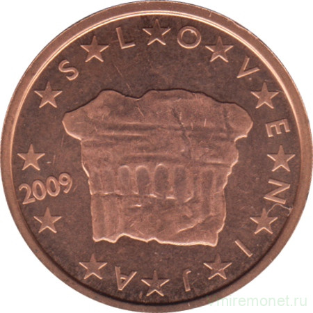 Монета. Словения. 2 цента 2009 год.