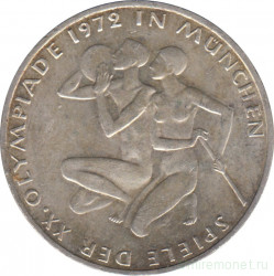 Монета. ФРГ. 10 марок 1972 год. XX летние Олимпийские Игры, Мюнхен 1972 - атлеты. (G).