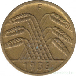 Монета. Германия. Веймарская республика. 5 рейхспфеннигов 1936 год. Монетный двор - Штутгарт (F).