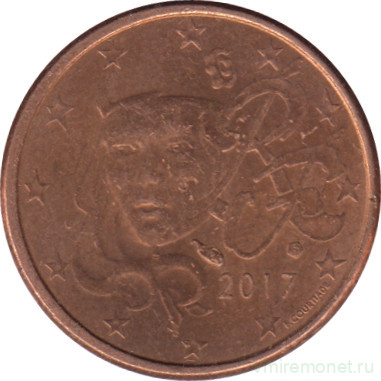 Монета. Франция. 1 цент 2017 год.
