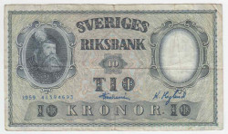 Банкнота. Швеция. 10 крон 1959 год. Тип 43g(4).