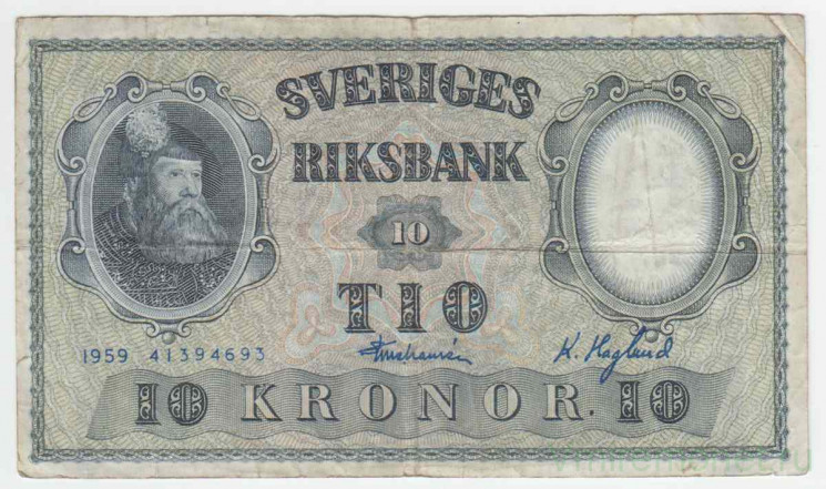 Банкнота. Швеция. 10 крон 1959 год. Тип 43g(4).