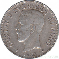 Монета. Швеция. 2 кроны 1931 год.