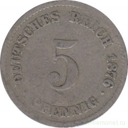 Монета. Германия (Германская империя 1871-1922). 5 пфеннигов 1876 год. (D).