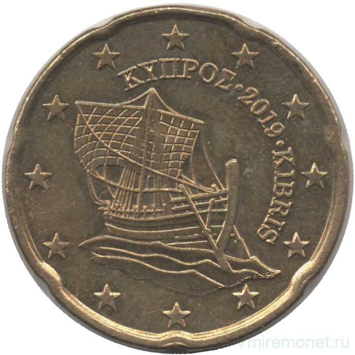 Монета. Кипр. 20 центов 2019 год.