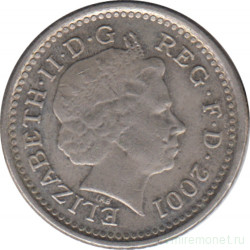 Монета. Великобритания. 5 пенсов 2001 год.