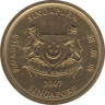 Монета. Сингапур. 5 центов 2007 год. ав.