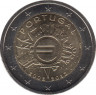  Монета. Португалия. 2 евро 2012 год. 10 лет наличному обращению евро. ав.