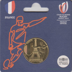 Монета. Франция. 1/4 евро 2023 год. Чемпионат мира по регби - Франция 2023. Франция. В блистере.