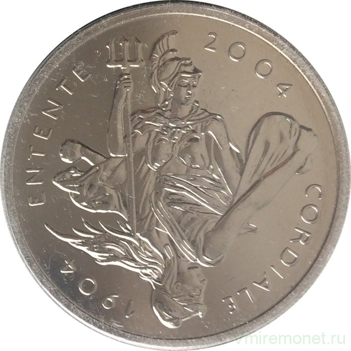 Монета. Великобритания. 5 фунтов 2004 год. 100 лет Англо-французскому «сердечному соглашению».
