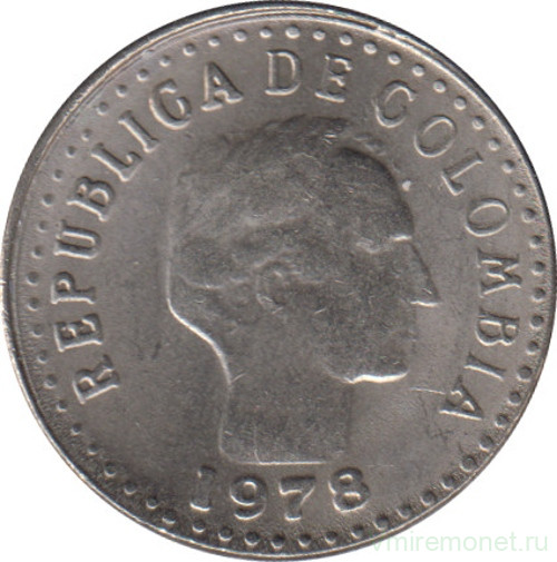 Монета. Колумбия. 10 сентаво 1978 год.