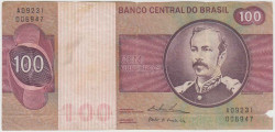Банкнота. Бразилия. 100 крузейро 1974 - 1981 год. Тип 195Аа (3).