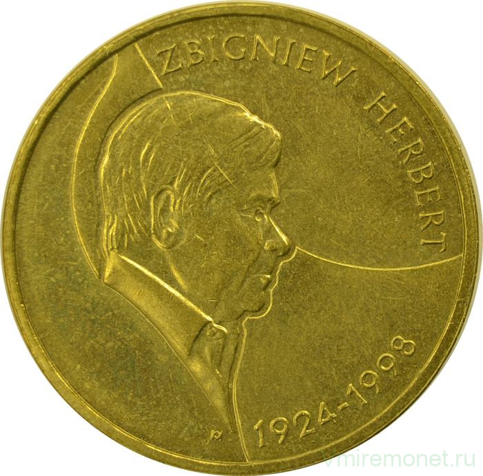Монета. Польша. 2 злотых 2008 год. Збигнев Херберт.