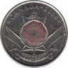 Монета. Канада. 25 центов 2004 год. День памяти. Цветная эмаль. ав.