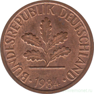 Монета. ФРГ. 1 пфенниг 1984 год. Монетный двор - Мюнхен (D).