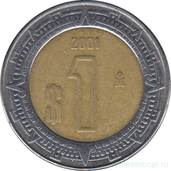Монета. Мексика. 1 песо 2001 год.