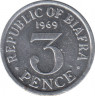 Монета. Республика Биафра. 3 пенса 1969 год. ав.