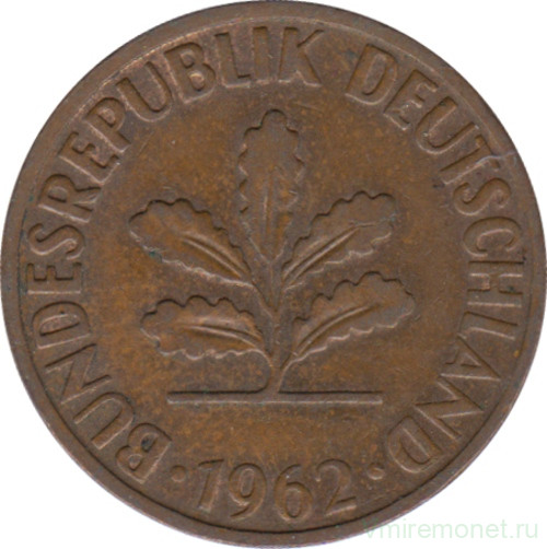 Монета. ФРГ. 2 пфеннига 1962 год. Монетный двор - Штутгарт (F).