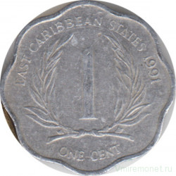 Монета. Восточные Карибские государства. 1 цент 1991 год.