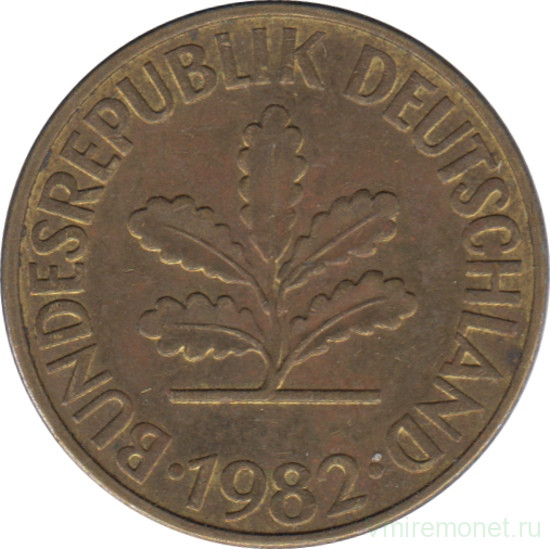 Монета. ФРГ. 10 пфеннигов 1982 год. Монетный двор - Штутгарт (F).