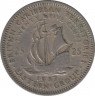 Монета. Британские Восточные Карибские территории. 25 центов 1957 год. ав.
