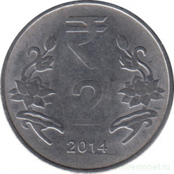 Монета. Индия. 2 рупии 2014 год.