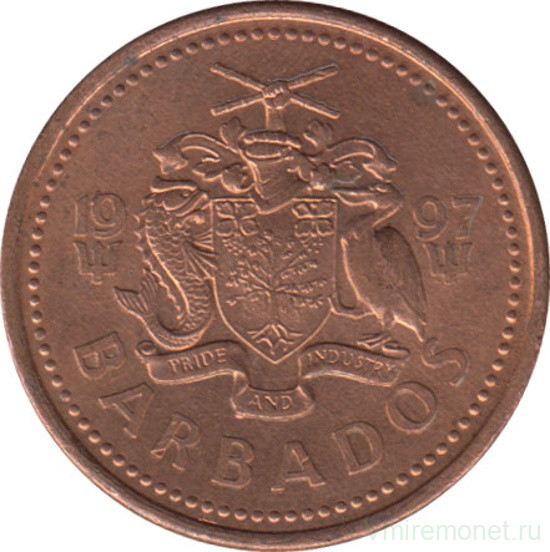 Монета. Барбадос. 1 цент 1997 год.
