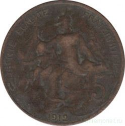 Монета. Франция. 5 сантимов 1912 год.