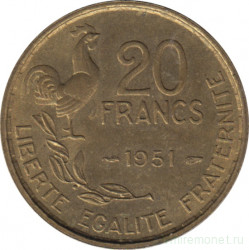 Монета. Франция. 20 франков 1951 год. Монетный двор - Париж.