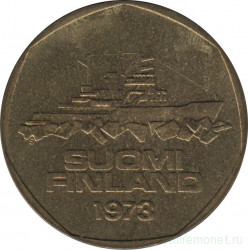 Монета. Финляндия. 5 марок 1973 год. Ледокол Варма.