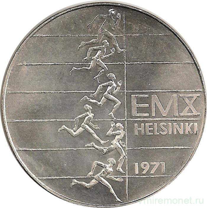 Монета. Финляндия. 10 марок 1971 год. 10 Чемпионат Европы по лёгкой атлетике.