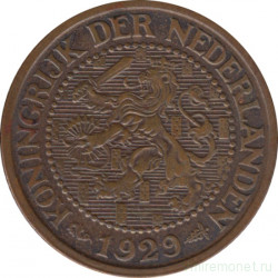 Монета. Нидерланды. 2.5 цента 1929 год.
