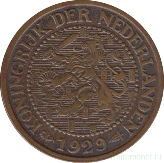 Монета. Нидерланды. 2,5 цента 1929 год.