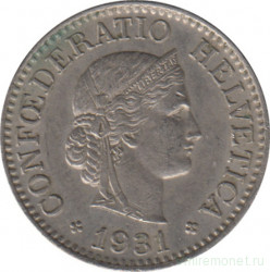 Монета. Швейцария. 10 раппенов 1931 год.