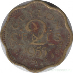 Монета. Цейлон (Шри-Ланка). 2 цента 1955 год.