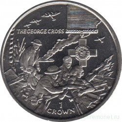 Монета. Великобритания. Остров Мэн. 1 крона 2005 год. Ордена Великобритании. Георгиевский крест.