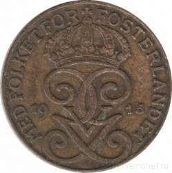 Монета. Швеция. 1 эре 1915 год.