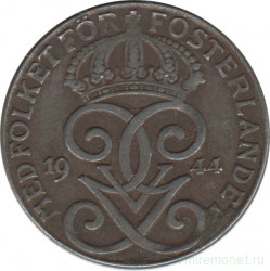 Монета. Швеция. 2 эре 1944 год.