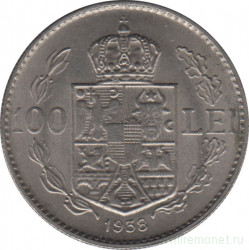 Монета. Румыния. 100 лей 1938 год.