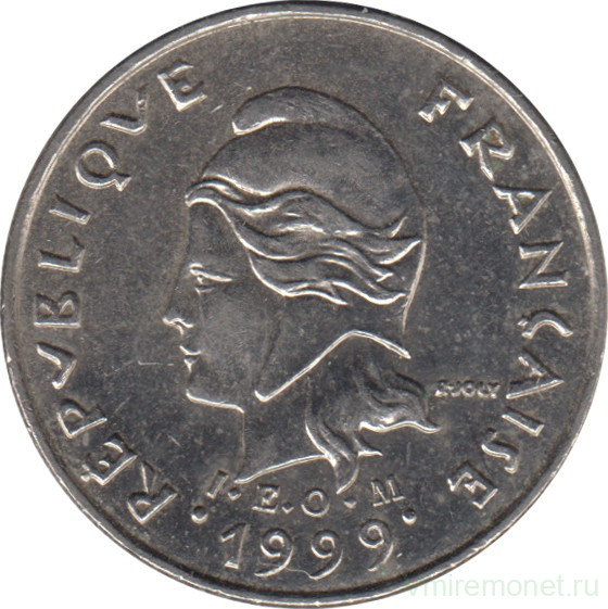 Монета. Французская Полинезия. 10 франков 1999 год.