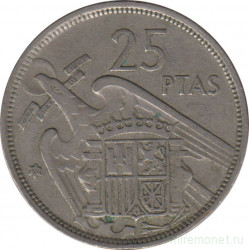 Монета. Испания. 25 песет 1958 (1957) год.