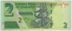Банкнота. Зимбабве. 2 доллара 2019 год.
