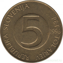 Монета. Словения. 5 толаров 1996 год.