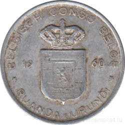 Монета. Бельгийское Конго (Руанда-Урунди). 1 франк 1960 год.