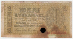 Банкнота. Украина. Немецкая оккупация. 1 карбованец 1942 год. Тип 49.