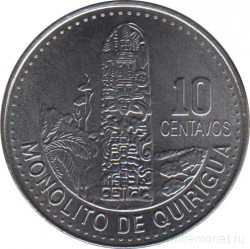 Монета. Гватемала. 10 сентаво 2009 год.