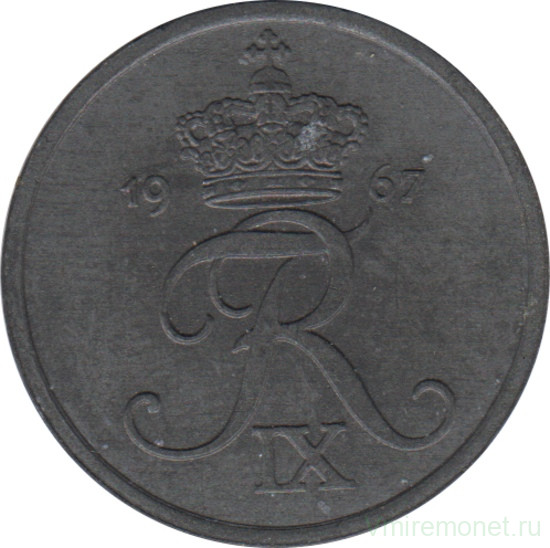 Монета. Дания. 2 эре 1967 год.
